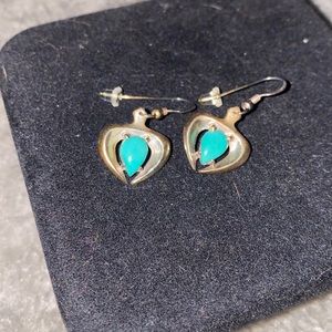 Blue and silver dangling earrings